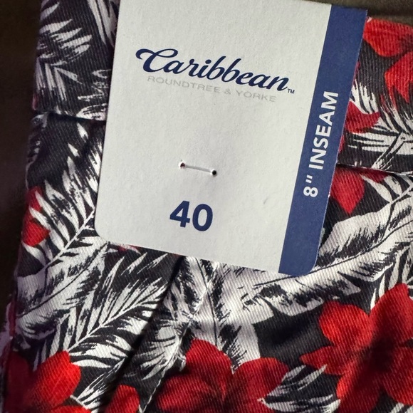 Caribbean red  tropical shorts - Picture 2 of 5